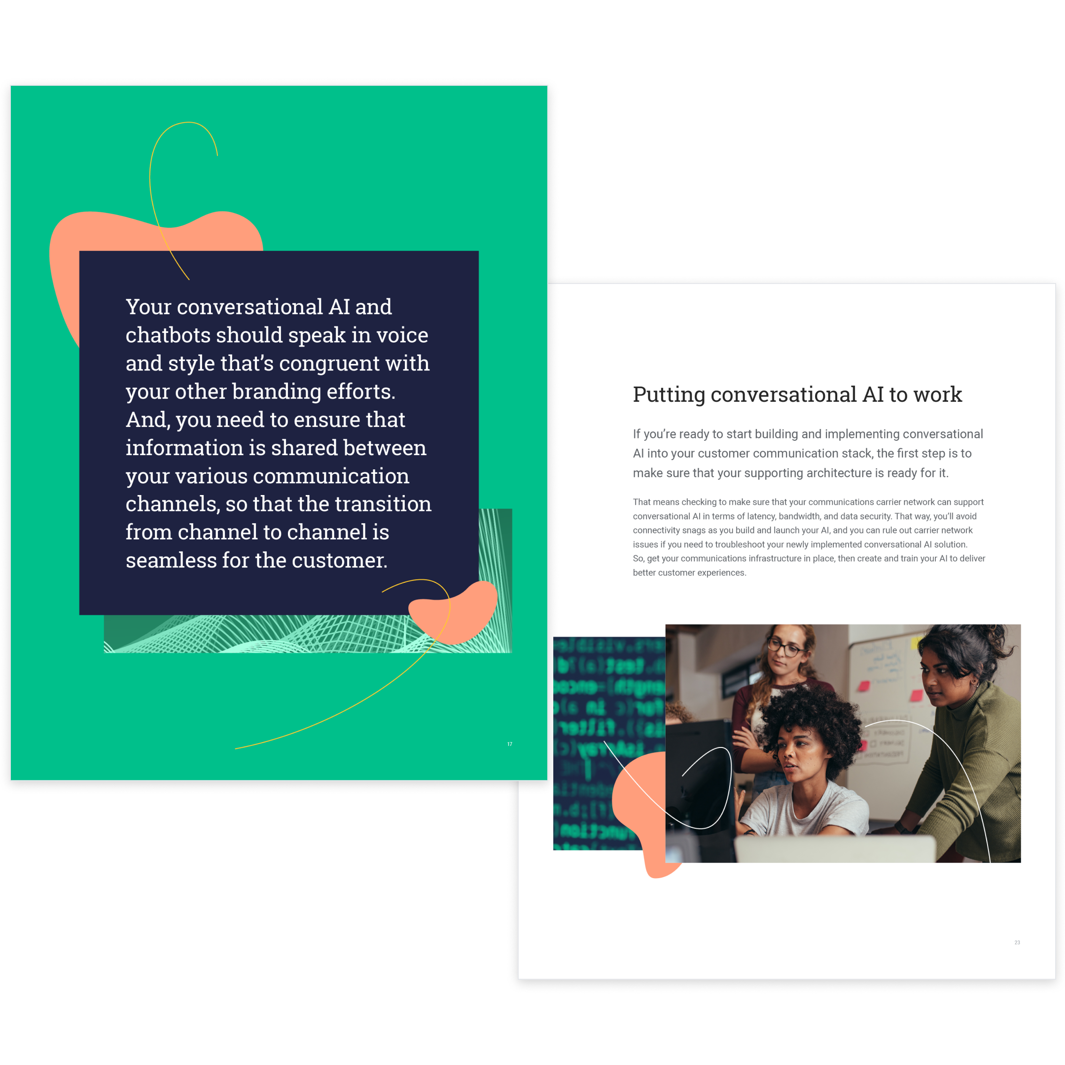 image of two pages from conversational AI ebook