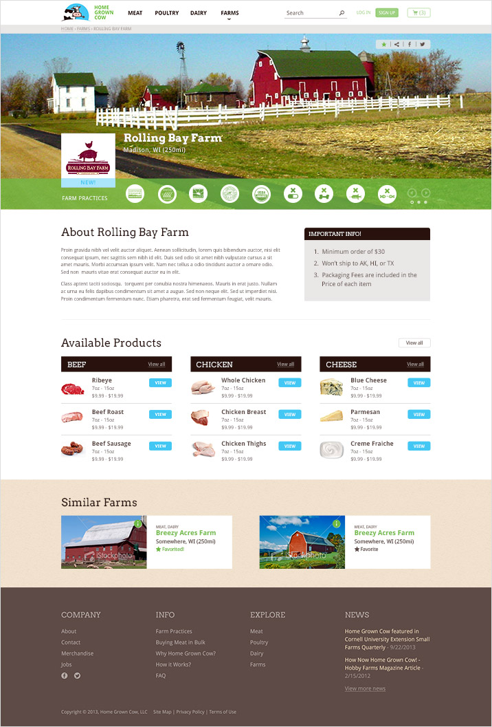 Home Grown Cow webpage