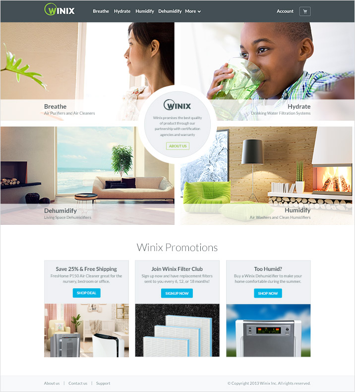 Winix webpage