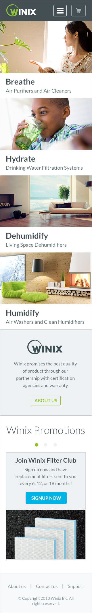 Winix Mobile page